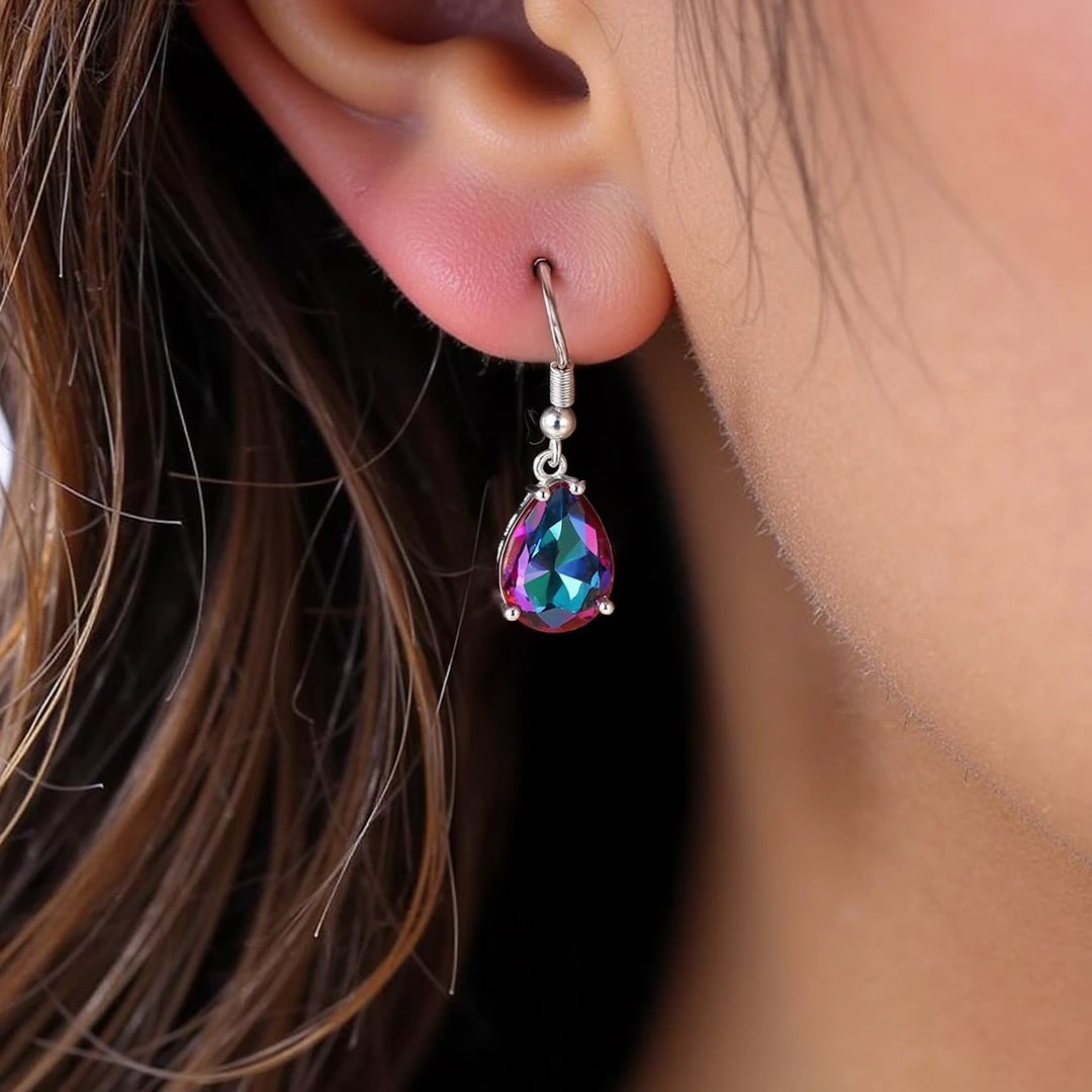 Boucles d'Oreilles en Topaze Mystique Arc-en-Ciel