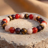 Bracelet "Chance & Joie" en Oeil de Tigre, Pierre de Soleil, Cornaline & Grenat -  - L'Arbre des Chakras