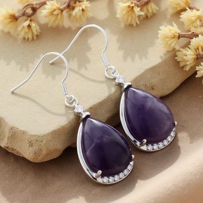 Boucles d'Oreilles "Goutte" en Améthyste - - L'Arbre des Chakras
