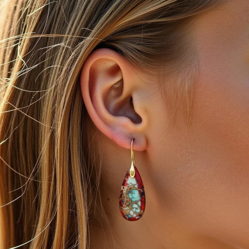 Boucles d'Oreilles Larmes en Jaspe