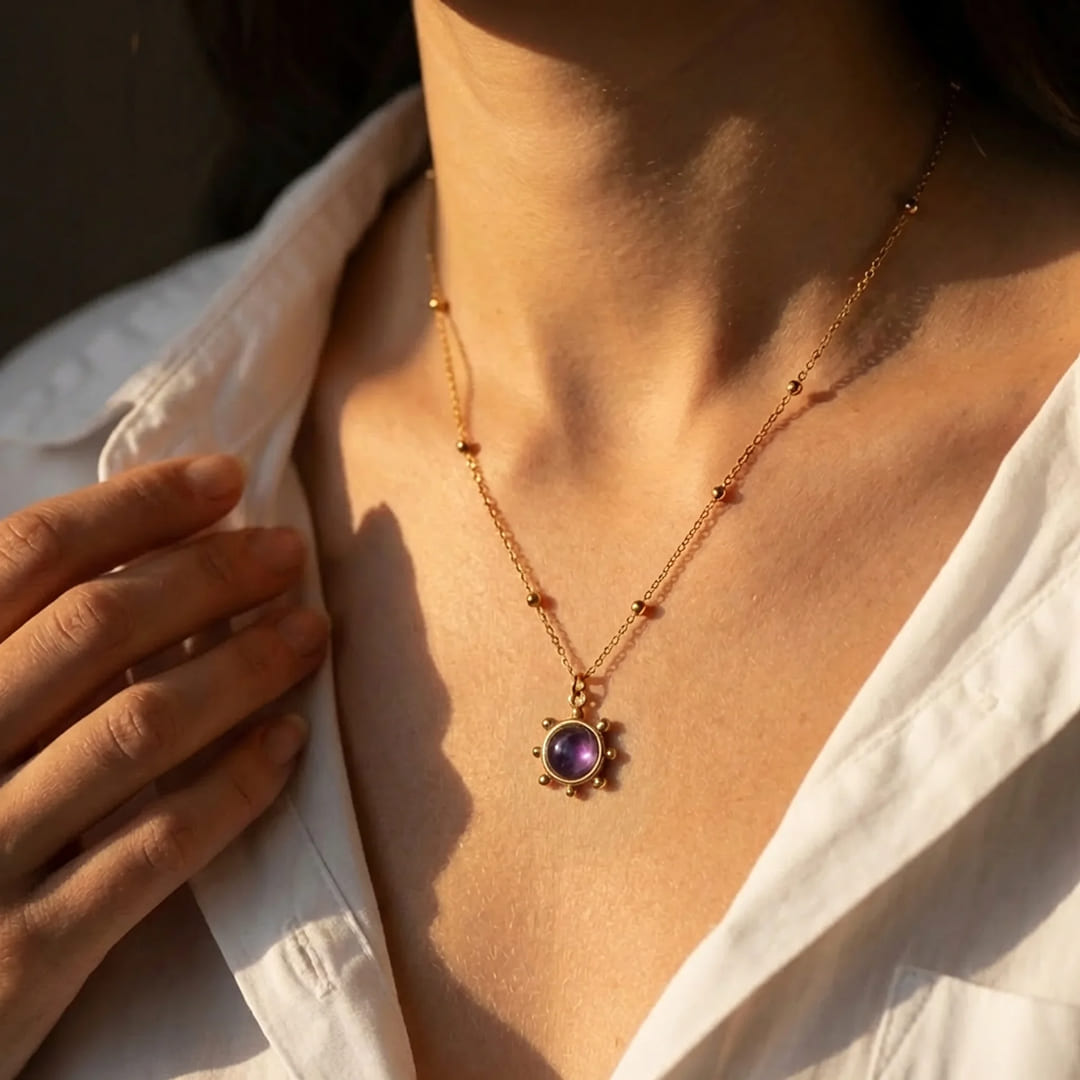 Pendentif "Soleil Spirituel" en Améthyste - - L'Arbre des Chakras