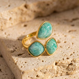 Bague "Triple Vague d’Apaisement" en Amazonite - - L'Arbre des Chakras