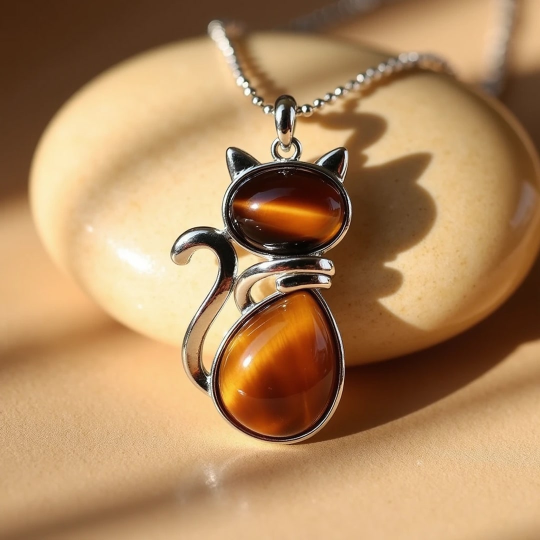 Pendentif Coeur En Nacre Et Oeil De Chat - Pierre Naturelle - Breloque Originale