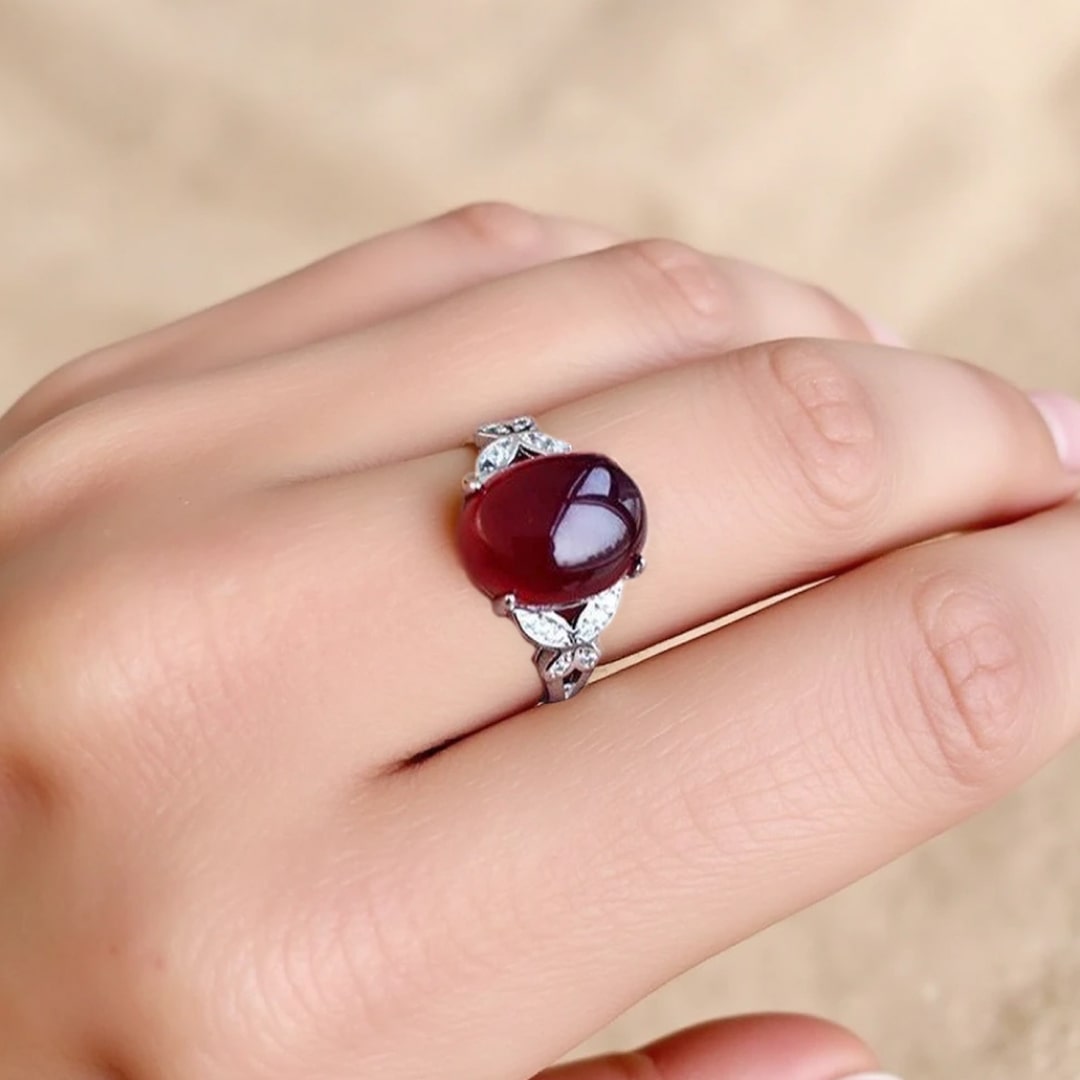 Bague Ajustable "Abondance" en Grenat