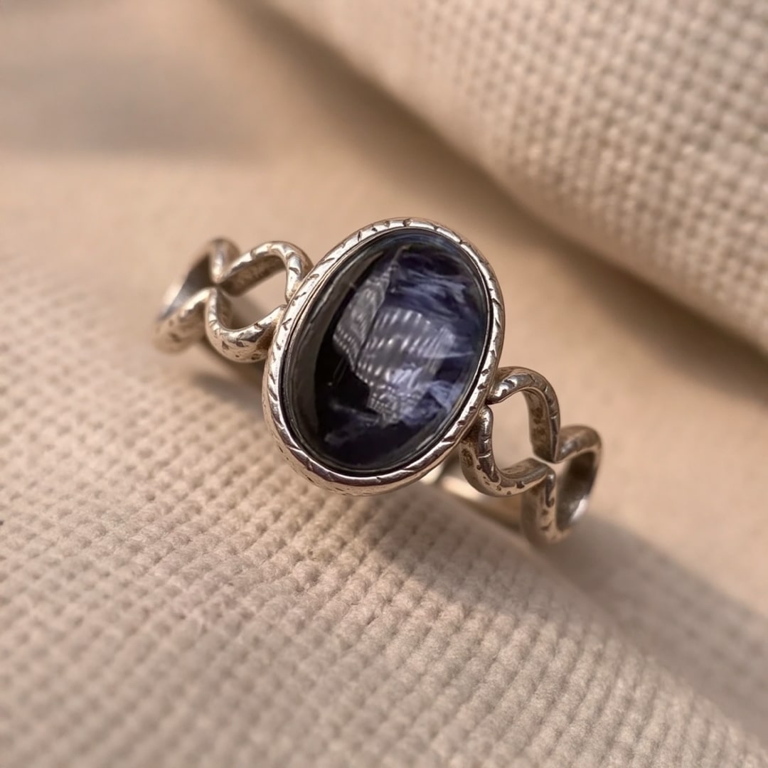 Bague Ajustable "Éclat de Tempête" en Piétersite