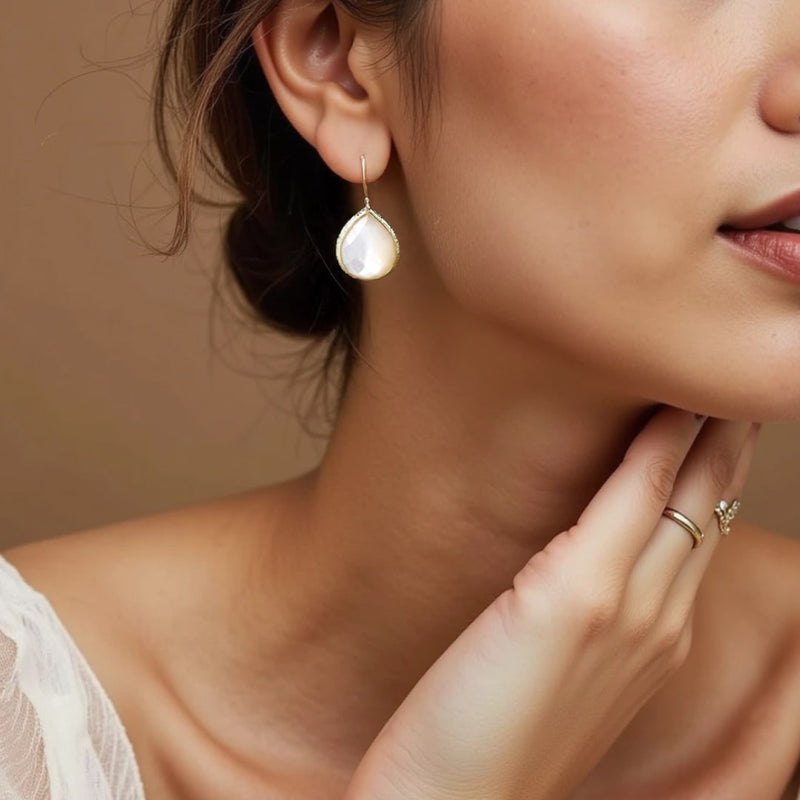 Boucles d'Oreilles Gouttes en Nacre