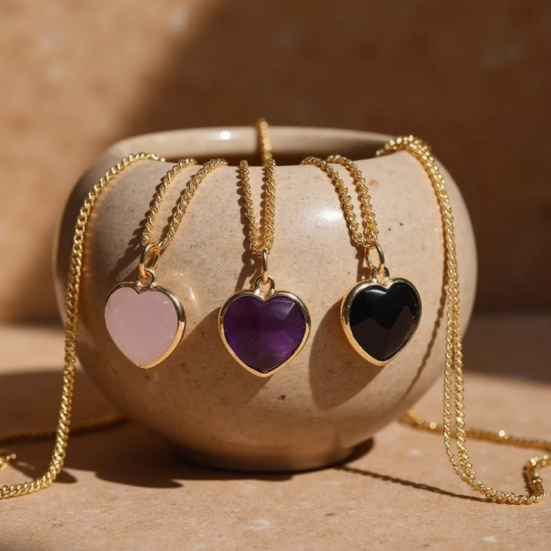 Pendentif Coeur en Pierre Naturelle - - L'Arbre des Chakras