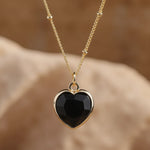 Pendentif Coeur en Pierre Naturelle - Agate Noire - L'Arbre des Chakras