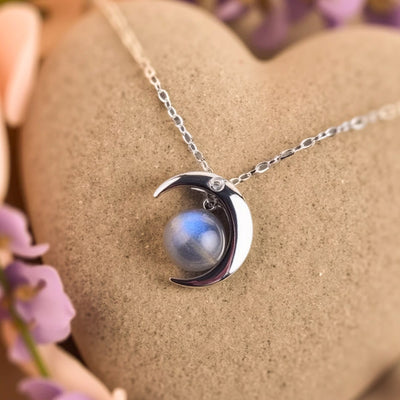 Pendentif "Lune Enchantée" en Labradorite & Argent - - L'Arbre des Chakras