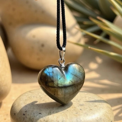 Pendentif Coeur en Labradorite - - L'Arbre des Chakras