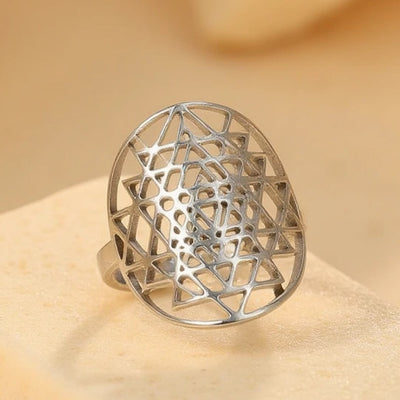 Bague Ajustable Sri Yantra - Argent - L'Arbre des Chakras