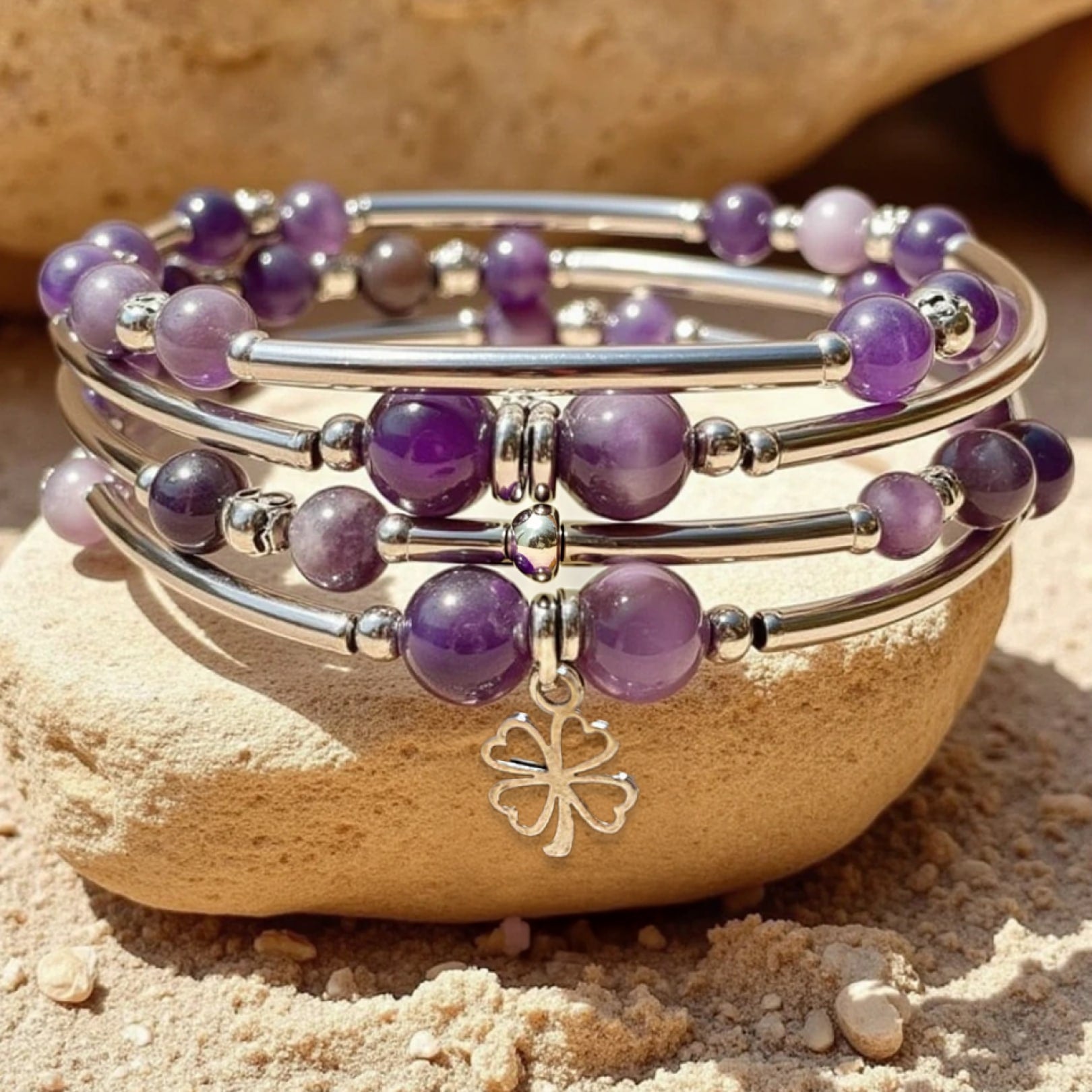 Bracelet "Chance" en Pierres Naturelles - Améthyste - L'Arbre des Chakras