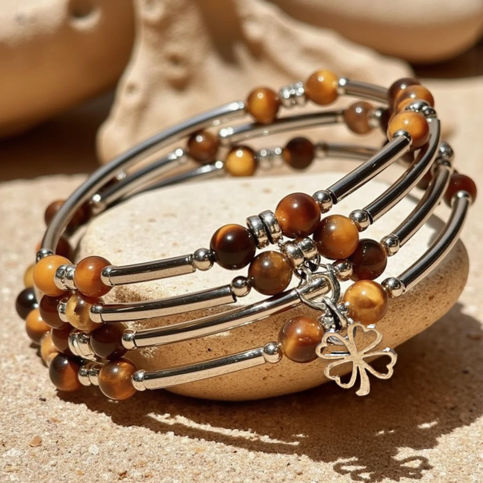 Bracelet "Chance" en Pierres Naturelles - Oeil de Tigre - L'Arbre des Chakras