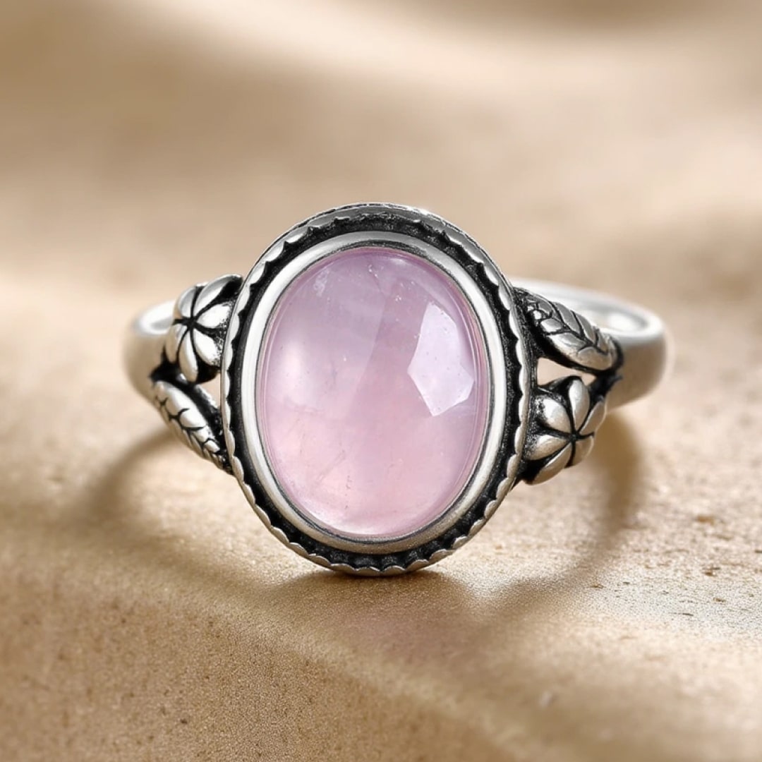 Bague "Douceur d'Amour" en Quartz Rose - - L'Arbre des Chakras