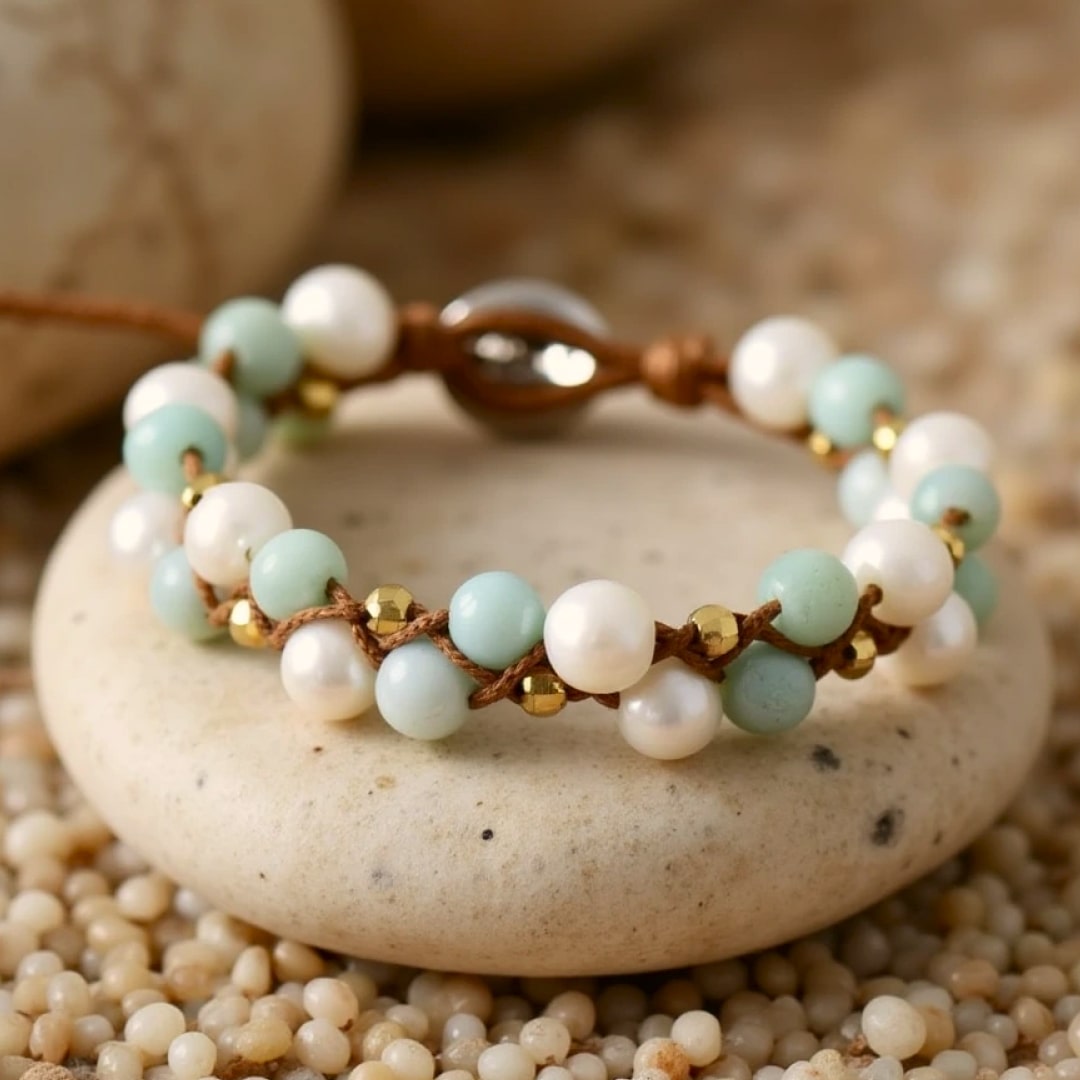 Bracelet "Trésor des Mers" - Amazonite et Perles d'Eau Douce