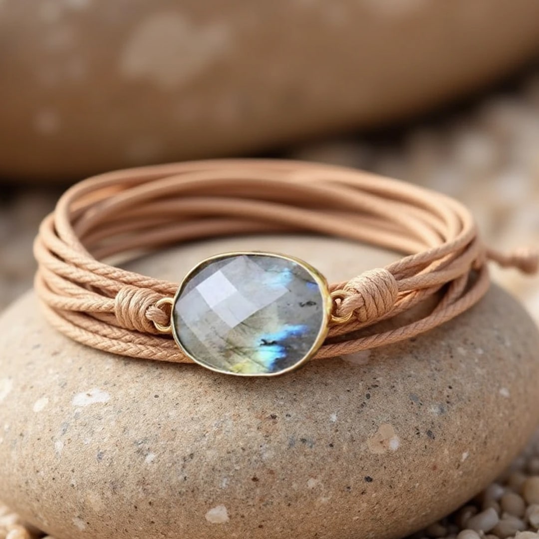 Bracelet "Libération" en Labradorite - Beige - L'Arbre des Chakras