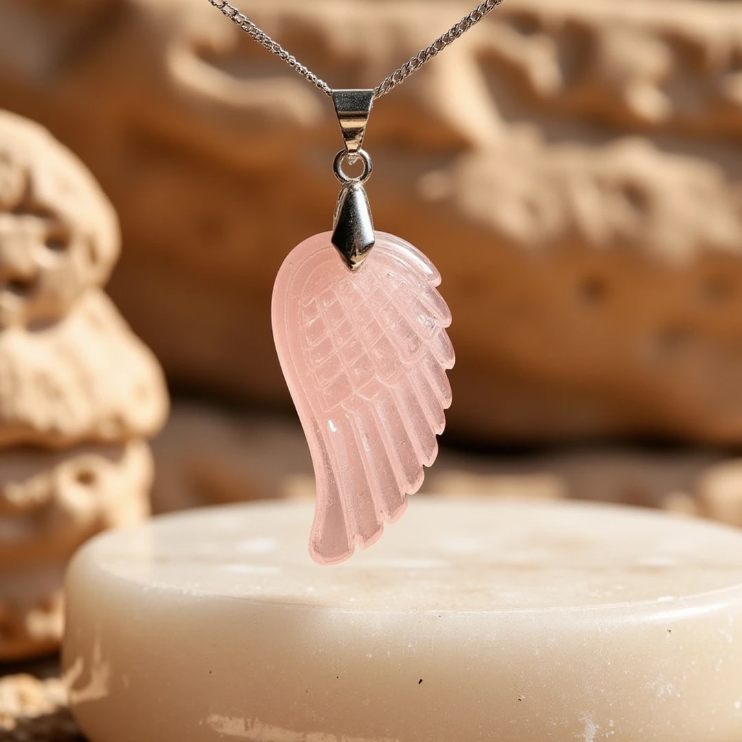 PENDENTIF CRISTAL Quartz Rose & Chaîne PLAQUÉ ARGENT (45cm) - Montres & Bijoux PENDENTIF CRISTAL Quartz Rose & Chaîne PLAQUÉ ARGENT (45cm) - Montres & Bijoux