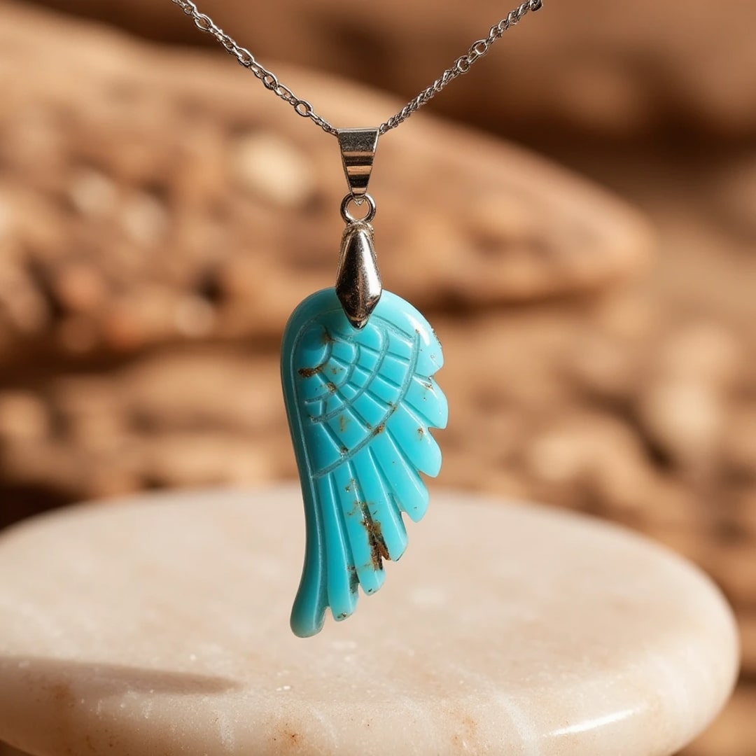 Pendentif "Aile d'Ange" en Pierre Naturelle