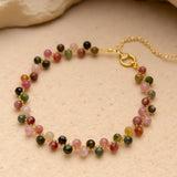 Bracelet Élégant en Tourmaline Multicolore - - L'Arbre des Chakras