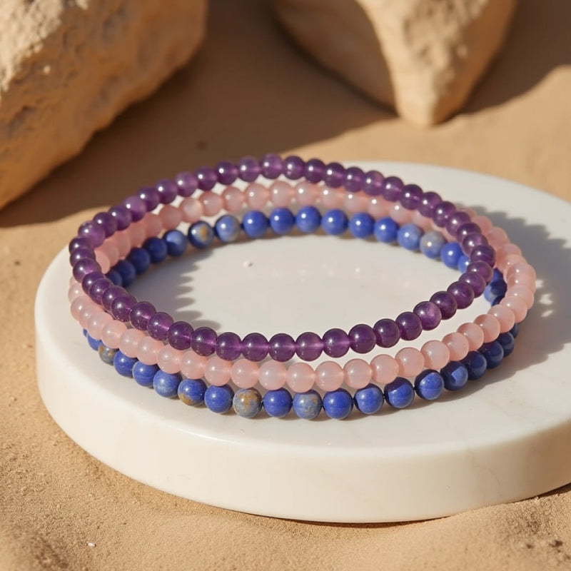 Bracelet Fin en Pierres Naturelles de 4mm - - L'Arbre des Chakras