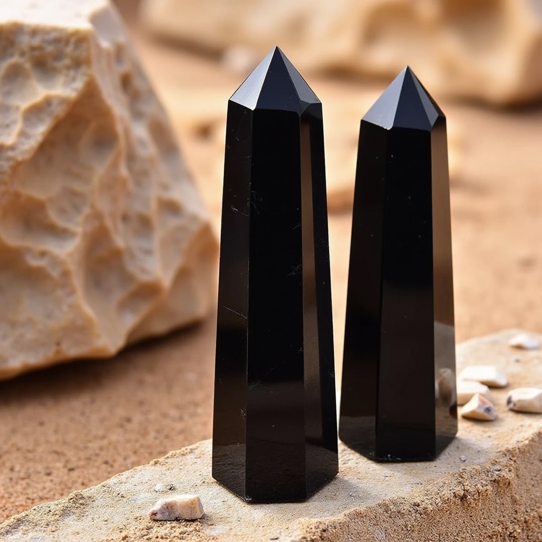Pointe Protectrice en Obsidienne Noire - - L'Arbre des Chakras