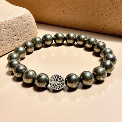 Bracelet "Bouclier de Prospérité" en Pyrite - 17cm - L'Arbre des Chakras