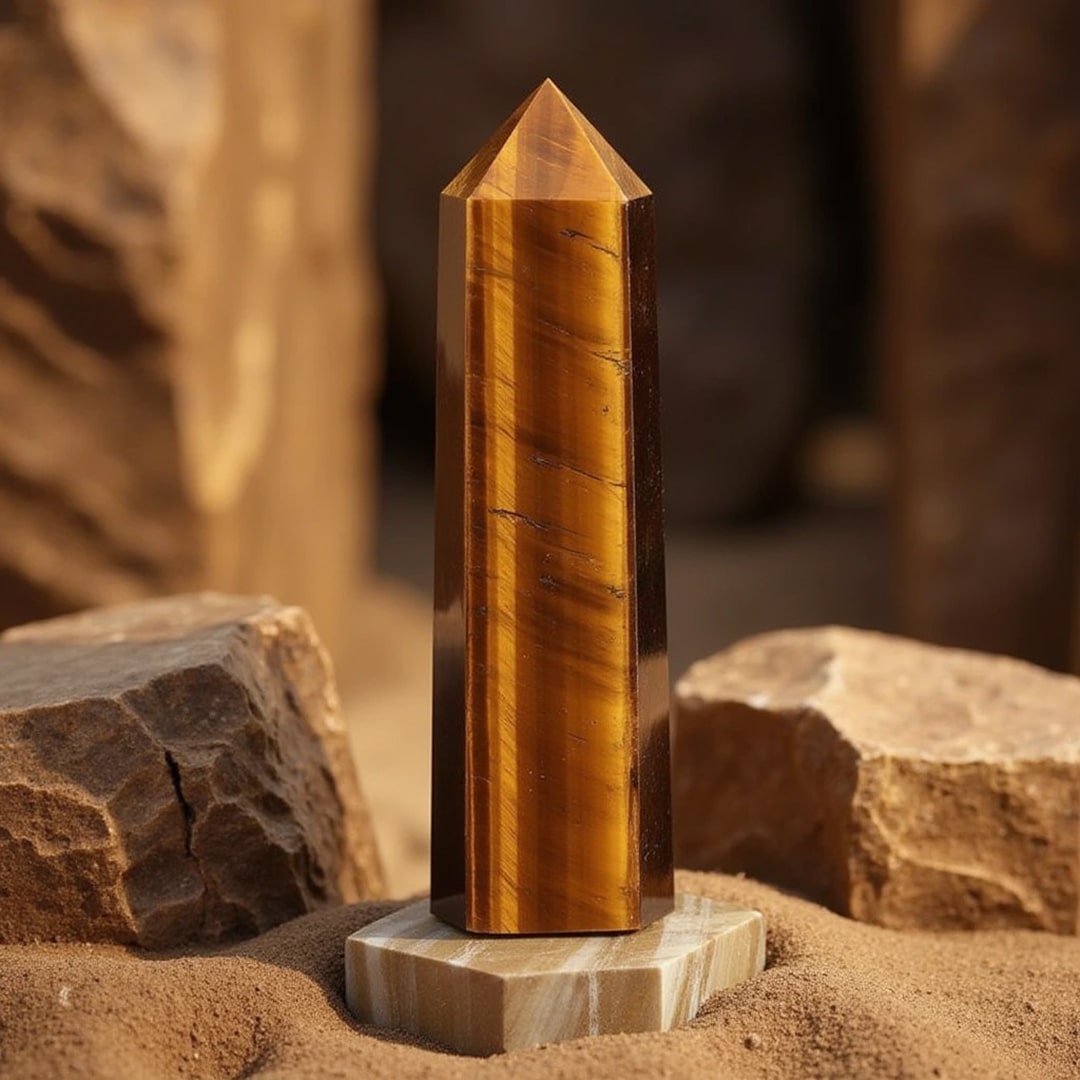 Pointe de Protection en Oeil de Tigre - - L'Arbre des Chakras