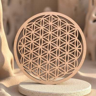 Fleur de Vie Harmonisante en Bois Naturel - 25cm - L'Arbre des Chakras