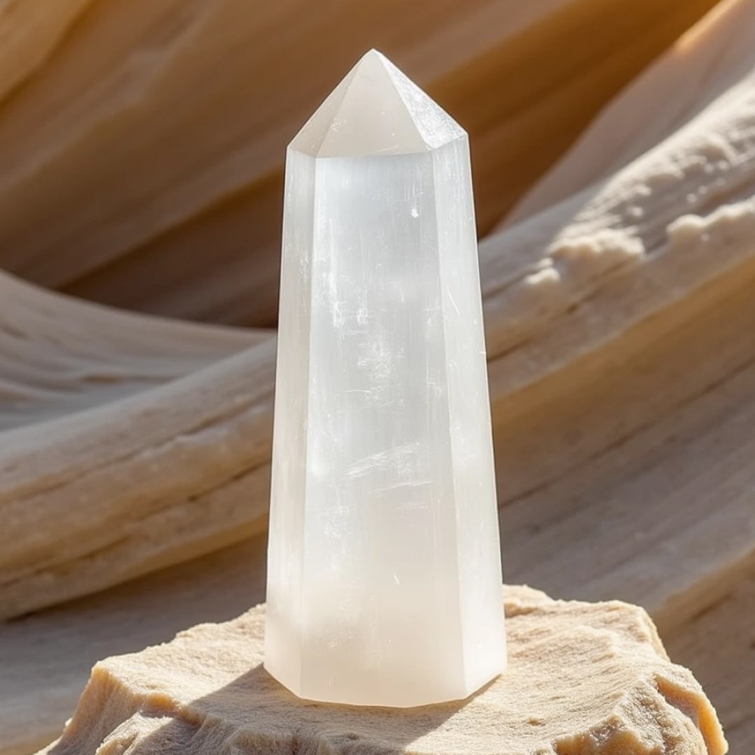 Pointe de Sérénité en Sélénite - - L'Arbre des Chakras