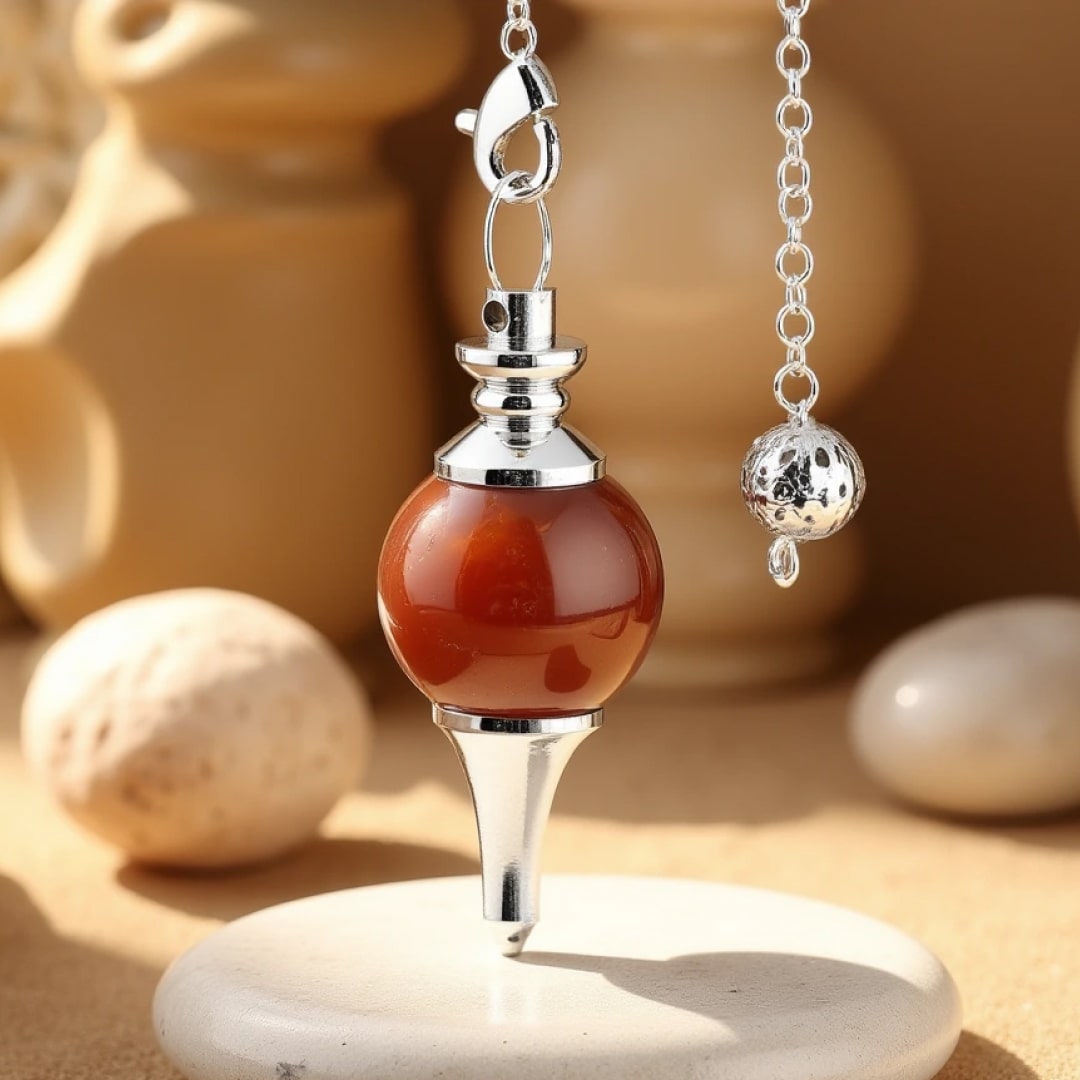 Pendule Divinatoire en Pierre Naturelle - Agate Rouge - L'Arbre des Chakras