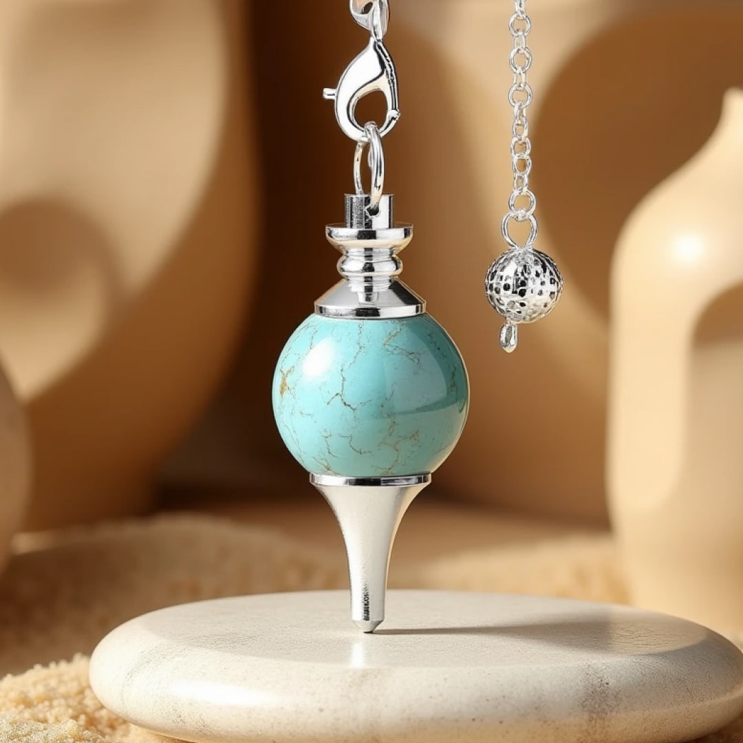 Pendule Divinatoire en Pierre Naturelle - Turquoise - L'Arbre des Chakras