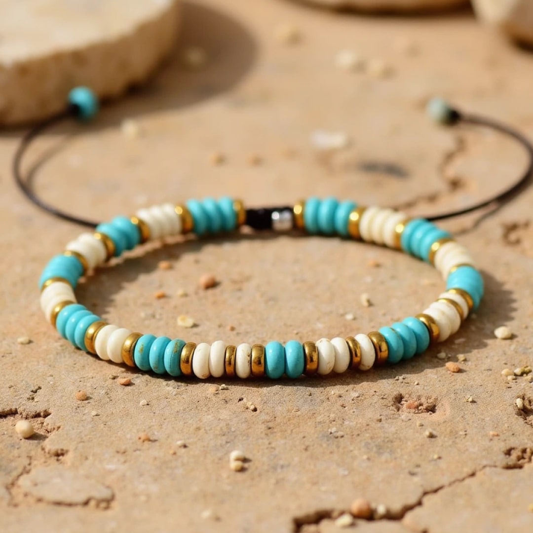 Bracelet "Vibration" en Turquoise & Howlite - - L'Arbre des Chakras