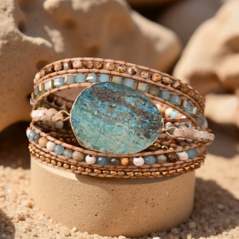 Bracelet Boho "Ouverture d'Esprit" en Jaspe Océan