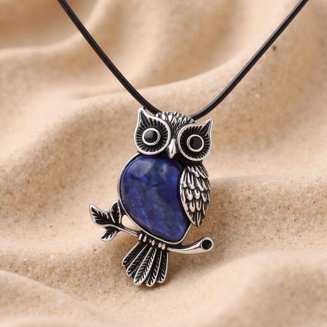 Collier "Esprit du Hibou" – Guide Intuitif en Pierres de Pouvoir - Lapis Lazuli - L'Arbre des Chakras