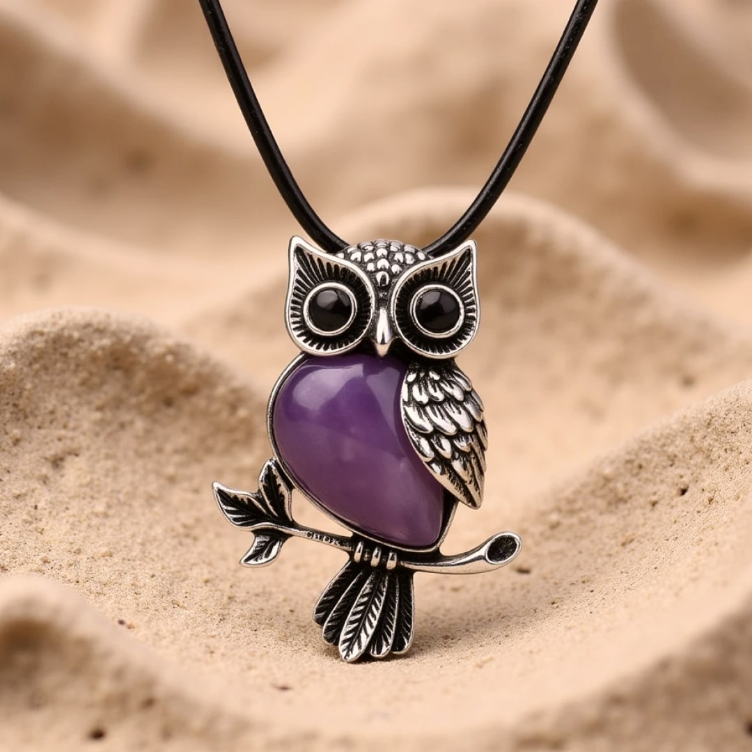Collier "Esprit du Hibou" – Guide Intuitif en Pierres de Pouvoir - Amethyste - L'Arbre des Chakras