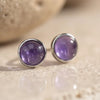 Boucles d'Oreilles Clous en Améthyste & Argent -  - L'Arbre des Chakras