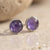 Boucles d'Oreilles Clous en Améthyste & Argent