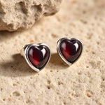 Boucles d'Oreilles "Coeur Passion" en Grenat & Argent - - L'Arbre des Chakras