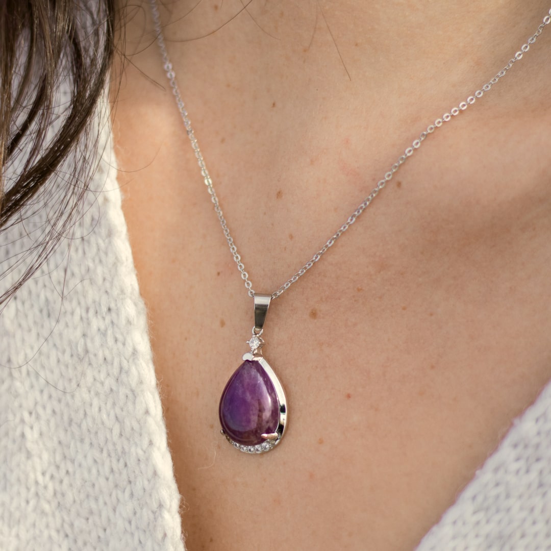 Pendentif "Goutte" en Améthyste - - L'Arbre des Chakras