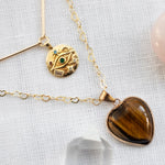 Collier Double "Coeur Protecteur" en Oeil de Tigre - - L'Arbre des Chakras