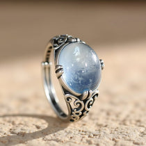 Bague Ajustable "Voix de l’Âme" en Aigue-Marine - - L'Arbre des Chakras