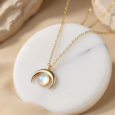 Collier Croissant de Lune en Pierre de Lune - Or - L'Arbre des Chakras
