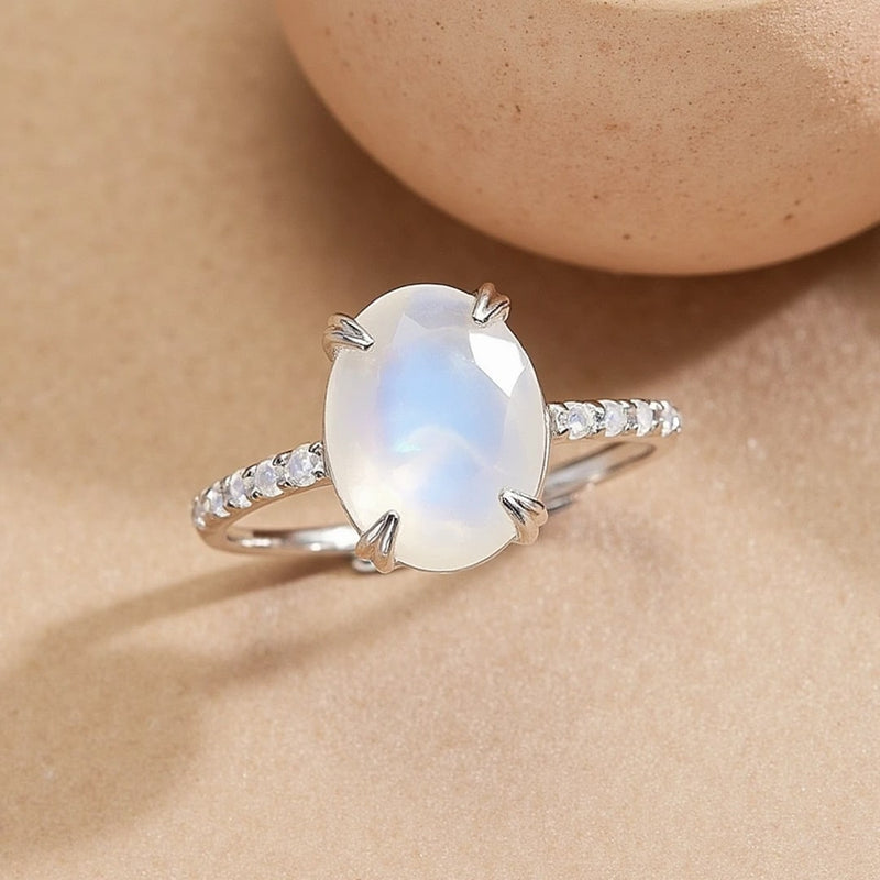 Bague Ajustable "Kirana" en Pierre de Lune - - L'Arbre des Chakras