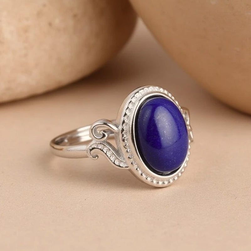 Bague Ajustable "Harmonie Céleste" en Lapis Lazuli - - L'Arbre des Chakras