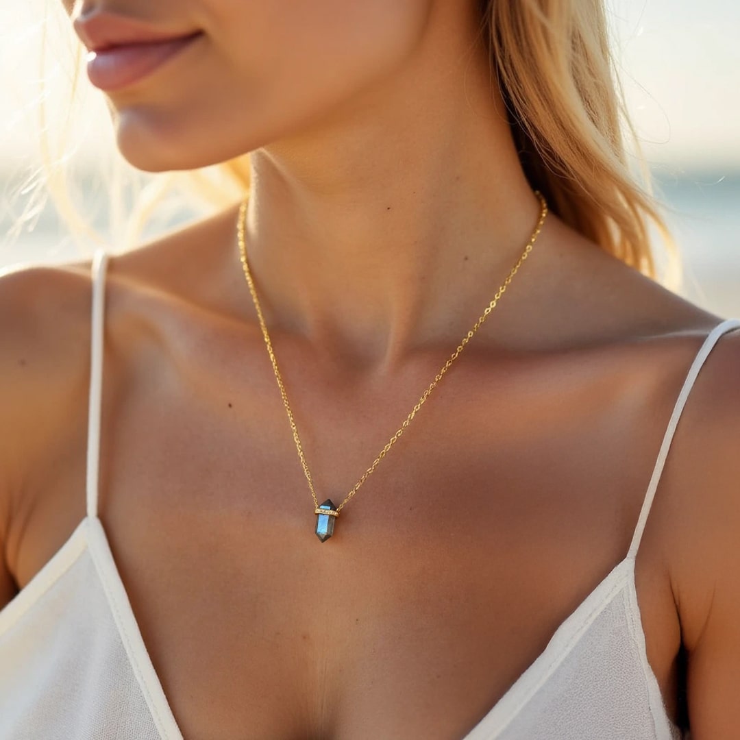 Pendentif Pointe "Harmonie Intérieure" en Pierres Naturelles