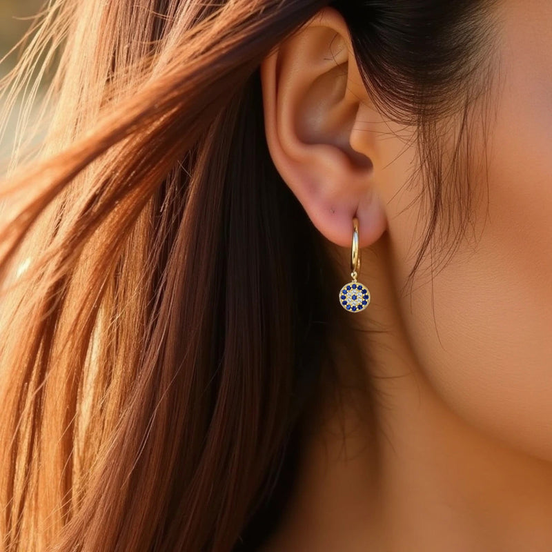 Boucles d'Oreilles "Oeil Bleu Protecteur" - - L'Arbre des Chakras