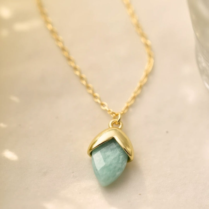 Pendentif "Larme de Sérénité" en Amazonite - - L'Arbre des Chakras