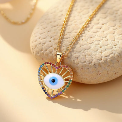 Pendentif Œil du Cœur - Protection du Mauvais Oeil - Or - L'Arbre des Chakras