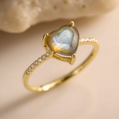 Bague Ajustable "Esprit Cœur" en Labradorite - Or - L'Arbre des Chakras