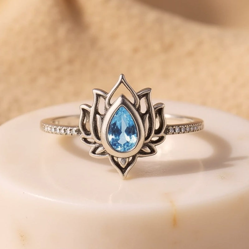 Bague Ajustable "Éveil de Lotus" - en Argent - - L'Arbre des Chakras